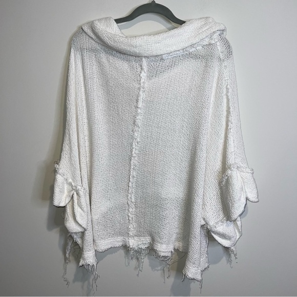 Free People - We the Free White Cowl Neck Oversized Knit Short Sleeve Sweater - Picture 2 of 7